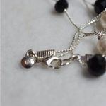 Source Unknown Nostalgic Double Stand Silver Tone Twisted Chain Black White Beaded Necklace Photo 2