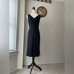 BCBG Side Slit Black Midi Dress With Knot Detail At The Waist Size L Photo 5