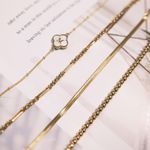 Gold Bracelets for Women Girls, 24K Real Gold Plated A-Z Letter Sets Link Chain Bracelets Stack, Photo 3