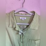 NWOT Serengeti Spring Green Crinkle Cotton Big Shirt Roll Tab Sleeve Top 2X Photo 3