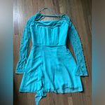 Oh Polly NWT  Florence long sleeve cowl neck A-line mini dress 4 aqua Photo 2