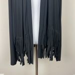 Attitudes by Renee Cardigan Fringe Topper Womens 3X Black Como Jersey Knit Open Photo 3