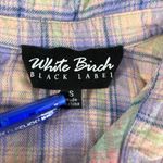 White Birch  Black Label Women's Faded Pastel Short Sleeve Flannel, Fringe Size S Photo 4