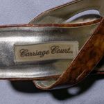 Vtg 1980s Carriage Court Brown Faux Patent Tortoiseshell Wedge Sandals Sz 7 Photo 4