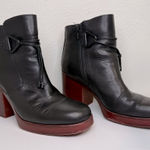 Kork-Ease Korks Mertle Black Leather Ankle Boots Dark Red/Brown Block Heel Size 8.5 VGUC Photo 0