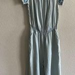 NWT Women Spense Light Denim Wide Leg Elastic Waist Pockets Cropped Jumpsuit 10 Blue Photo 0