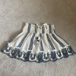 NWT America & Beyond Floral Embroidered Scalloped Hem Stripe Skirt Size S Blue Photo 5