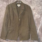Talbots  army green button front pocket blazer size 12 academia career business # Photo 0