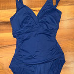 Ralph Lauren Lauren  one piece rusched navy swimsuit size 0 NWOT bathing suit‎ Photo 0