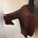 Loft Shimmer V-Neck Sweater in Metallic Bronze/Burgundy Size Large Photo 5