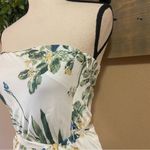 Lulus NWOT Season of Bliss White Floral Print Satin Strapless Midi Dress Photo 11