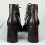 Vtg Y2K Chunky Heel Leather Square Toe Lace Up Ankle Boots Sz 7.5 Brown Wine Photo 4