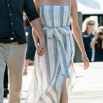 Reformation  Pineapple Dress Striped Linen Cream Black Women's Size XS Photo 1