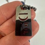 Christian Dior Silver Tone Dog Tag Ball Chain Pendant Necklace Photo 2