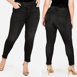 EXPRESS Stretch+ Denim Perfect High Rise Legging Black High Waisted Raw Hem 0 Photo 1