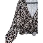 Molly green Dainty Floral black white tie front ruffle hem blouse sz M Photo 5