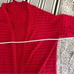 European Cardigan Sweater Medium Red Silver Metallic Stripe Clean‎ Girl Pullover Photo 6