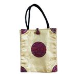 Chinese Oriental Vintage Silk Golden Red Double Handle Shoulder Bag Tote Purse Photo 3