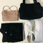 Diosa NWOT White|Black|Orange Houndstooth Square-Neck Cross-Back Crop Top Sz S Photo 1