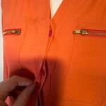 Theory coral three-quarter sleeve button down silk blouse size P Photo 5