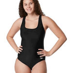 Speedo  Size 12 One Piece Swimsuit Ultraback Black Moderate Shelf Bra UPF 50 217 Photo 0