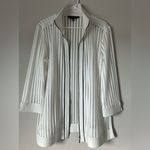 Ming Wang  Full Zip Mesh Jacket Women's  M White w/Black Trim
3/4 Sleeves Classic Photo 3