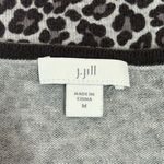 J Jill Gray Cotton Blend Animal Print Leopard Thin Knit Sweater Size Large Photo 1