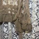 Umgee  Lace vest tan NWOT M/L rose appliqué ruffles lace Photo 11