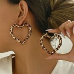 Leopard Print Heart Hoop Earrings – Trendy Animal Print Statement Jewelry Multi Photo 3