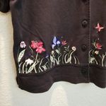Bechamel Vintage Womens L Embroidered Short Sleeve Cardigan‎ Top Spring Floral Black Size L Photo 2