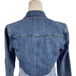 Lucky Brand  Remade Distressed Denim Waisted Trucker Jacket Raw Frayed Hem XS Photo 13