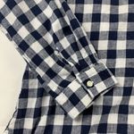 Old Navy Blue Gingham Checkered Linen Blend Henley Tunic Shirt XL Photo 4