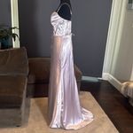 Women’s Full Length Prom Party Dress Criss Cross Straps Leg Slit Size 10 NWOT Purple Photo 4