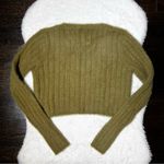 Urban Outfitters  Martini Fuzzy Eyelash Olive Green Cropped Sweater Photo 3