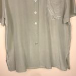 VTG Lands’ End Women’s Silk Light Sage Green Pocket Short Sleeve Button Photo 2