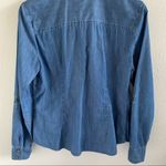 Charter Club  Denim Chambray Button Front Collared Top Front Pockets Blue 8 Photo 9
