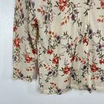 Garnet Hill Signature Eco Merino Wool Cardigan Large Cream Floral Button Front Photo 8