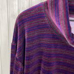 Talbots Luxe Velour Cowlneck Pullover Top Size Large Purple Candy Cane Stripe Photo 4