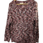 LOFT Chunky Knit Oversized Pullover Sweater Pink & Burgundy Medium Petite MP Size undefined Photo 0