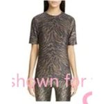 Ganni  S Top Leopard Metallic Print Shirt Jersey Tee Animal Luxury Designer Photo 9