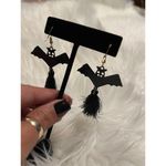 808. Halloween Bat Tassel Earrings Black Photo 1