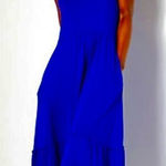 J. Jason Wu Regular Flowy Knit Royal Blue MIDI with Shirred Hem Detail Photo 1