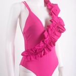 ZARA Ruffled Swimsuit Hot Pink Photo 3