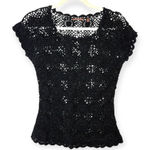 525 America  Black Crochet Open Knit Y2K Boho Layering Top Minimalist S Photo 0