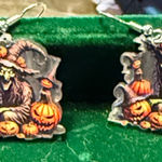 Halloween Pumpkin and Witch Earrings​ Orange Photo 0