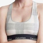 Calvin Klein Women'a Modern Cotton Unlined Bralette, Plaid Oatmeal, Size XS, NWT Photo 0