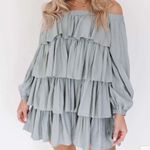 Princess Polly NWT tiered off shoulder sage green mini dress Photo 1