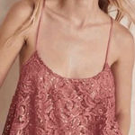 Free People Best Idea Rose Sequin Lace Cropped Handkerchief Hem Cami Small Photo 0