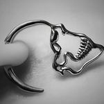 NEW Silver Skull Earrings Edgy Punk Skull Design Dangle Earrings Goth Jewelry Photo 0