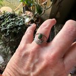 Crescent Moon Boho Serpentine Sterling Silver Ring Size 8 Green Photo 2